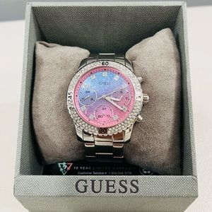GUESS Women's Silver-Tone and Ombre Multifunction Watch